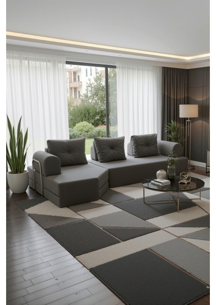 Cardano Lüks Köşe Koltuk Salon L Koltuk Takımı Tamamen Sünger Modern Köşe Oturma Grubu