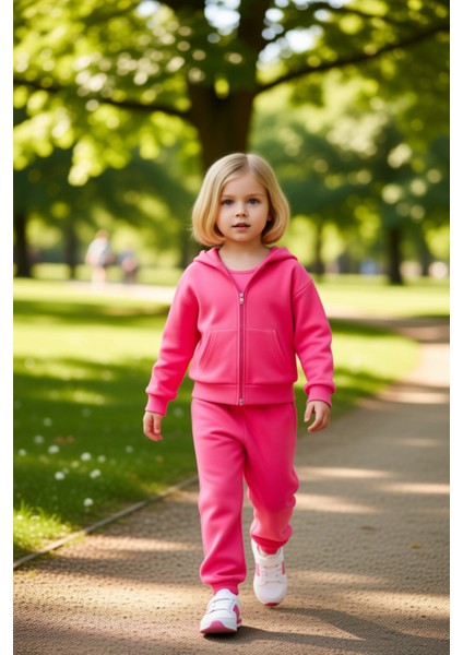 Kız Çocuk Üçlü Pamuklu Kapüşonlu Fermuarlı Üst ve Ribana Detaylı Pantolonlu Takım Kaliteli modelleri