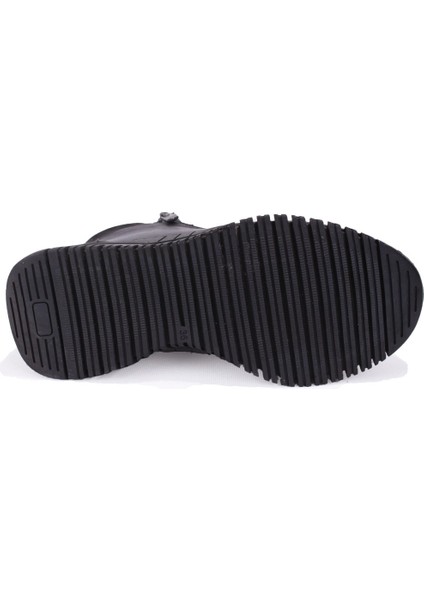 DZA07-122042650 Siyah Günlük Düz Taban Fermuarlı Deri Kadın Bot fırsatları