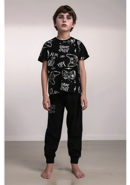 Erkek Çocuk Ev Giyim %100 Pamuklu Kısa Kol Ikili Pijama Takımı LL.P01.O2.L01.002 fiyatları