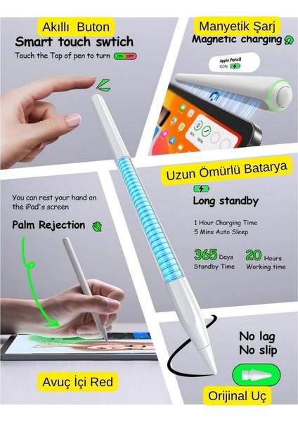 iPad Profesyonel Stylus Kalem Palm Rejection Özellikli Manyetik Şarj Aparatlı Pencil 2 Tablet Kalemi fiyatları