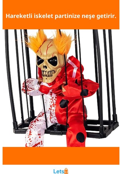 Hareketli Sesli Sensörlü Mahkum Joker Iskelet Dekorasyon 22X27 cm fiyatları