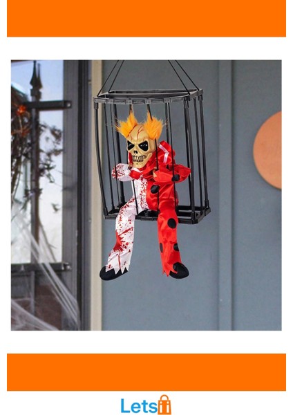 Hareketli Sesli Sensörlü Mahkum Joker Iskelet Dekorasyon 22X27 cm modelleri