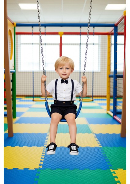 Erkek Çocuk Şık Gömlek ve Şort Kombinasyonu Aksesuarlı 3 Parça Set Kaliteli Şık Rahat modelleri