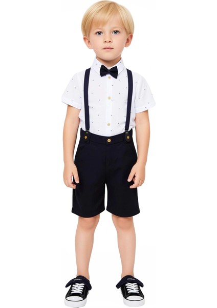 Erkek Çocuk Şık Gömlek ve Şort Kombinasyonu Aksesuarlı 3 Parça Set Kaliteli Şık Rahat fırsatları