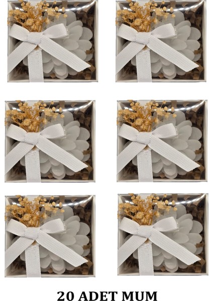 50 Adet Söz Nişan Kına Sünnet Mevlüt Doğum Günü Hediyelik Kutulu Çiçek Mum