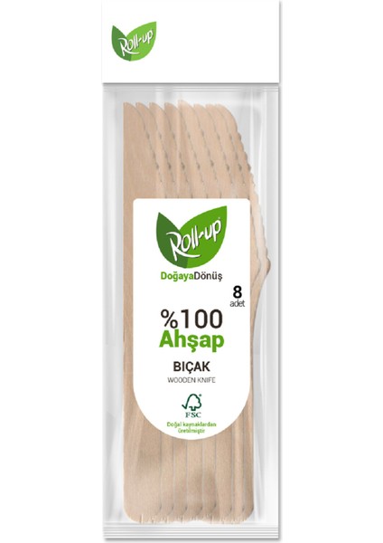 Doğaya Dönüş Ahşap Bıçak 8'li 3 Adet