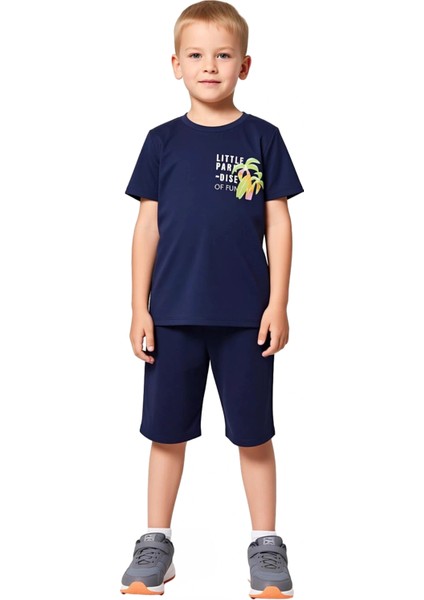 Erkek Çocuk Pamuklu Baskılı T Shirt ve Şort Takımı Kaliteli Şık Rahat Günlük fiyatları