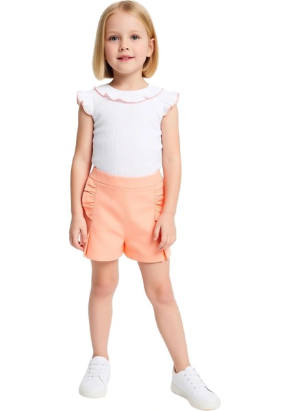 Kız Çocuk Örme Üst ve Şort Etekli Takım Konforlu ve Şık Günlük Giyim Kaliteli Şık Rahat fırsatları