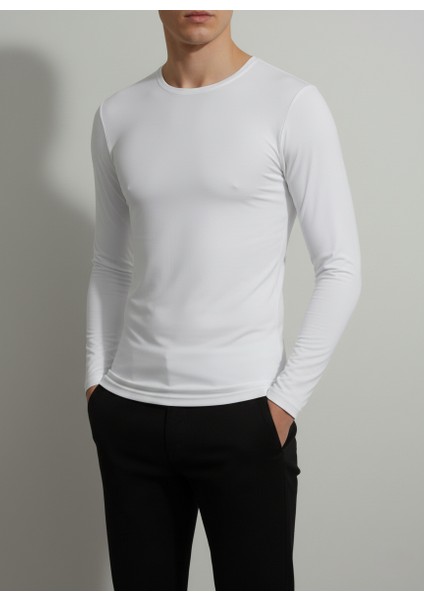 Bambu Uzun Kollu Sıfır Yaka Tişört 2'li Paket Slim Fit Erkek fiyatları