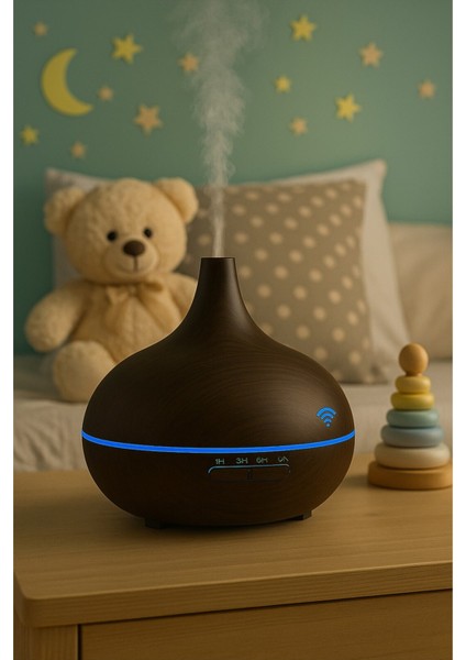 Aus-01 - 500ML Ahşap Görünümlü Aromaterapi Hava Nemlendirici - 7 Renkli LED , Sessiz Çalışma fiyatları