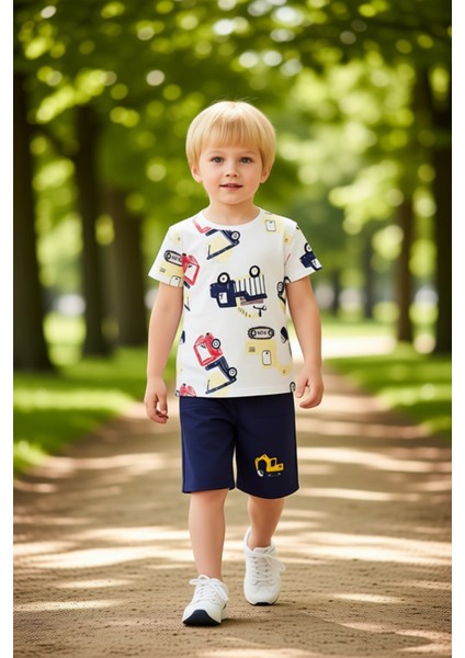 Erkek Çocuk Pamuk Karışımlı Kısa Kollu Tişört ve Şort Takımı Kaliteli Şık Rahat modelleri
