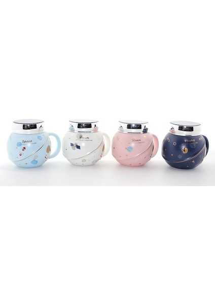 Ayna Kapaklı Astronot Tasarımlı Porselen Kupa Bardak