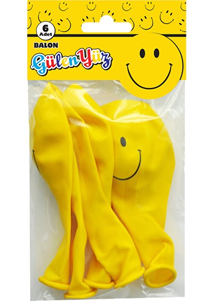 4 Adet Gülen Surat Poşet Içi 6'lı Balon