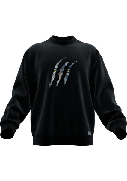 Kurt Pençesi Baskılı Oversıze Sweatshırt (Unısex)