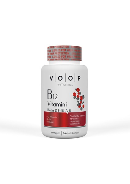 Vitamin B12 Biotin ve Folik Asit 60 Kapsül 3 Adet