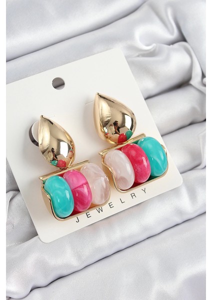 Bfs Pirinç Karışık Renk Vintage Model Kadın Küpe