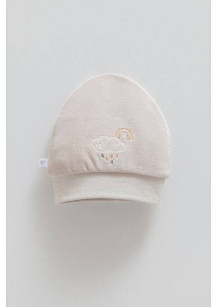 Star Poınt Nakışlı Kadife Bere - Caramell - SPE2161 - Gri - 6 - 9 Ay