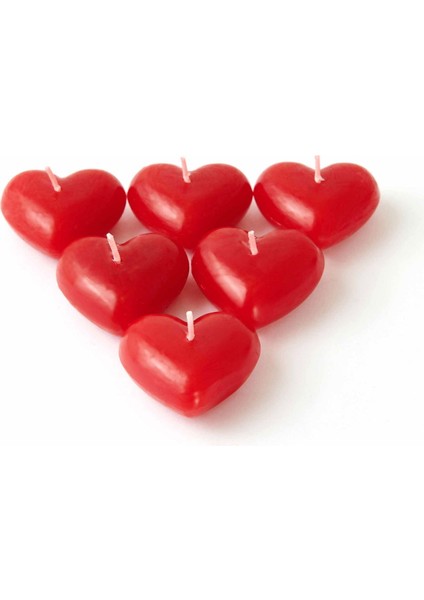 Casa Art 6'lı Kalpli Yüzen Mum - Kırmızı - 5x5 cm fiyatları
