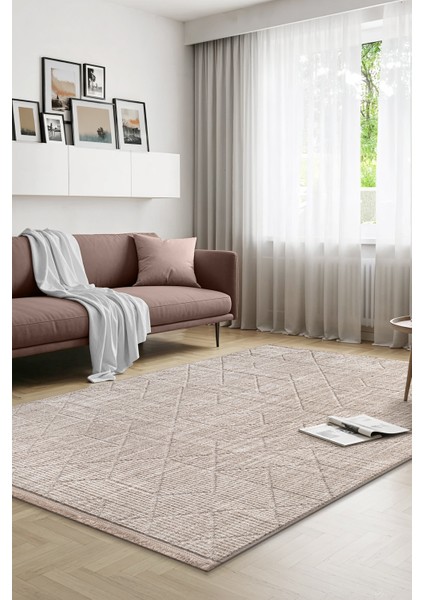 Yalın Bukle Salon Halısı Hav Vermez Mutfak Halısı Çocuk Odası Halısı Koridor 5579 Bej