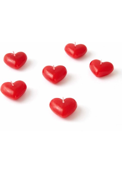 Casa Art 6'lı Kalpli Yüzen Mum - Kırmızı - 5x5 cm modelleri