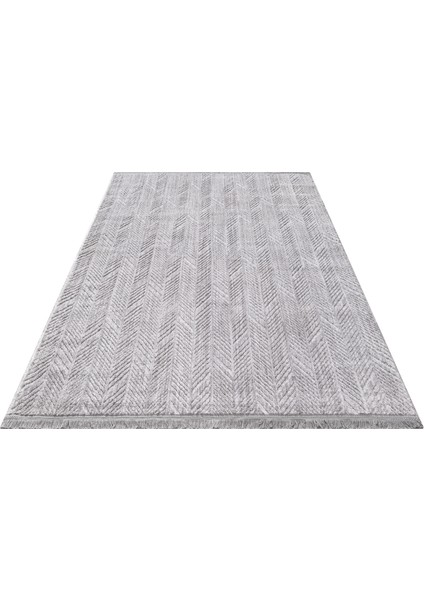 Yalın Modern Dokuma Halı Kaymaz Tabanlı Yıkanabilir Salon ve Oturma Odası Halısı 5577 Gri