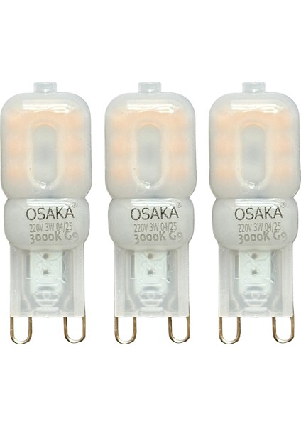 (3 adet) Osaka 3W Sarı Işık (3000K) Buzlu Dim Edilebilir G9 Duylu LED Kapsül Ampul