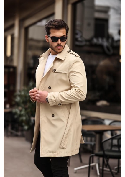 Uzun Beli Kemerli Apoletli Trençkot & Pardesü