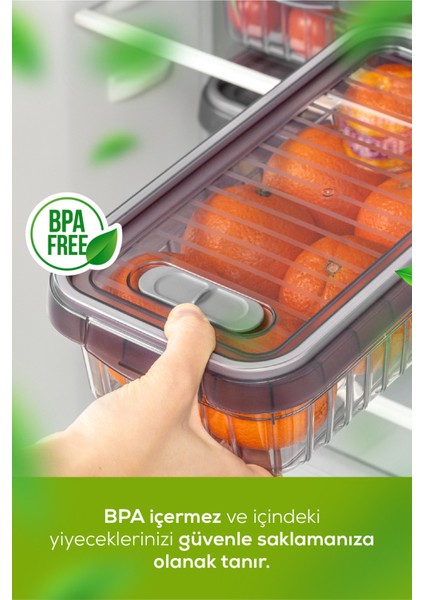 6lı Kendinden Çizgili Kilitli Kapaklı Saklama Kabı Seti 3x 2 L - 4 L Antrasit fiyatları