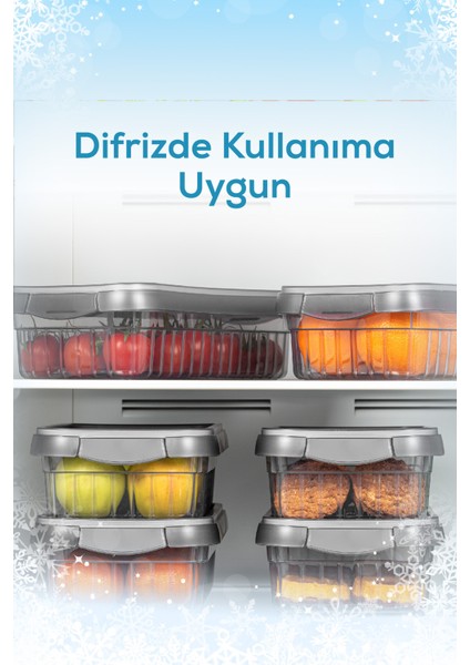 6lı Kendinden Çizgili Kilitli Kapaklı Saklama Kabı Seti 3x 2 L - 4 L Antrasit fırsatları