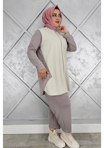 Kadın Fermuarlı Düğme Detaylı Tesettür Takım fiyatları