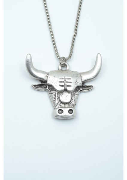 Boğa Gümüş Kaplama Örme Zincir Kolye