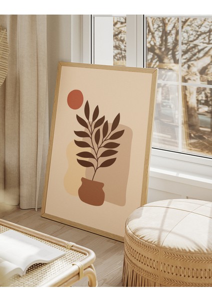 Geometrik Formlarda Yaprak Tasarımı Çerçerve Görünümlü 3'lü Mdf Tablo modelleri