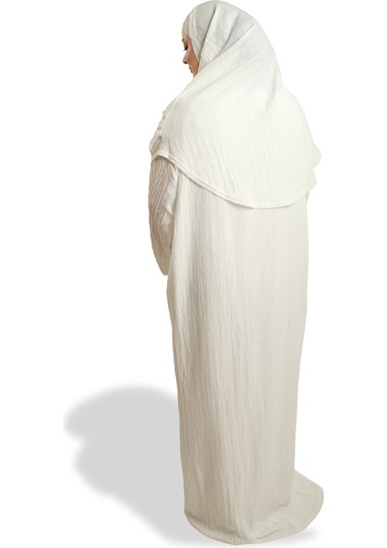 Krem Iki Parça Namaz Elbisesi Dokuma Kendinden Desenli 2502_40 fırsatları