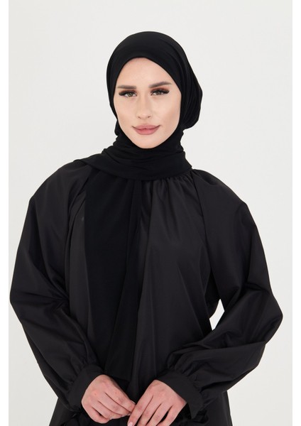 Siyah Pratik Hazır Geçmeli Tesettür Bone Sandy Boyunluklu Çıtçıtlı 2505_01
