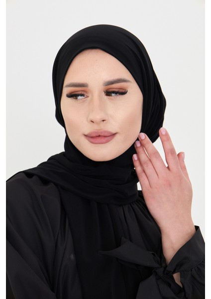 Siyah Pratik Hazır Geçmeli Tesettür Bone Sandy Boyunluklu Çıtçıtlı 2505_01