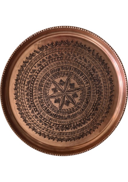 52 cm El Işlemeli Otantik Desenli Kalın Urfa Bakır Tepsi - BAKIR-TPS449 modelleri
