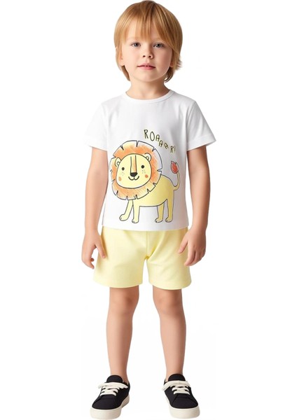 Erkek Bebek Pamuklu Ayıcık Baskılı Örme Kısa Kollu Takım Kaliteli Şık Rahat Günlük fiyatları