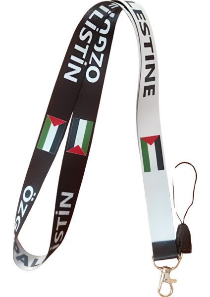 Filistin Bayrağı Desenli Boyun Askı Ipi ve Telefon Askısı + Kartlık