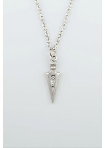 Ok Ucu Gümüş Kaplama Düz Zincir Kolye