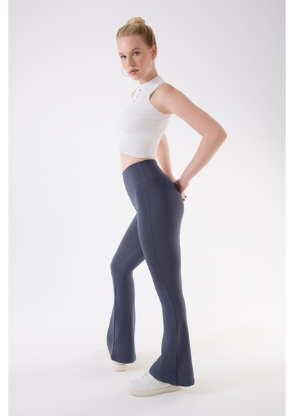 Imaj 717 Gri Renk Toparlayıcı ve Extra Esnek Etkili Normal Bel Ispanyol Paça Hamile Tayt modelleri