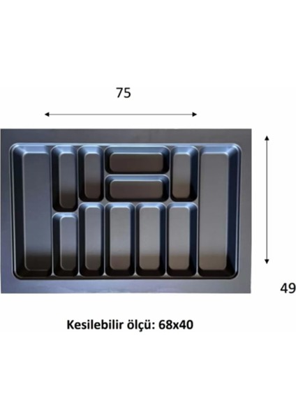 Eco Lüx Modül Kaşıklık Antrasit 76X49 cm ROYALEKS-ACERO-20357