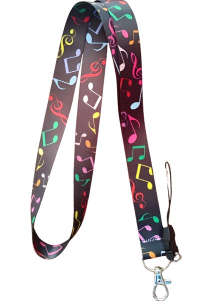 Nota Desenli Boyun Askı Ipi ve Telefon Askısı + Kartlık