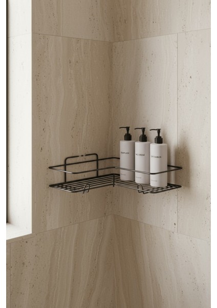 Siyah L Köşelik Kancalı Banyo Rafı, Dayanıklı Paslanmaz, Duş Şampuanlık, Köşe Düzenleyici Raf (Tekli) modelleri