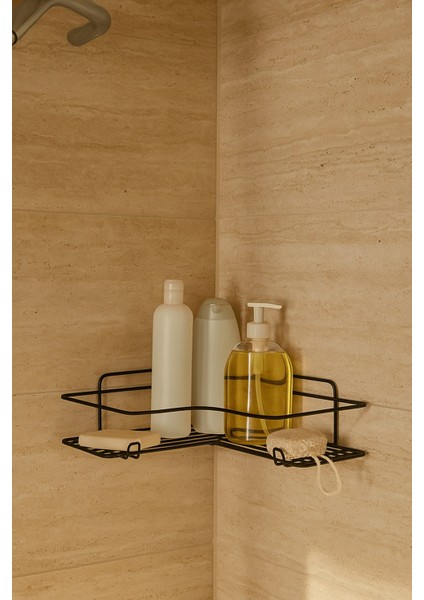 Siyah L Köşelik Kancalı Banyo Rafı, Dayanıklı Paslanmaz, Duş Şampuanlık, Köşe Düzenleyici Raf (Tekli) indirimleri