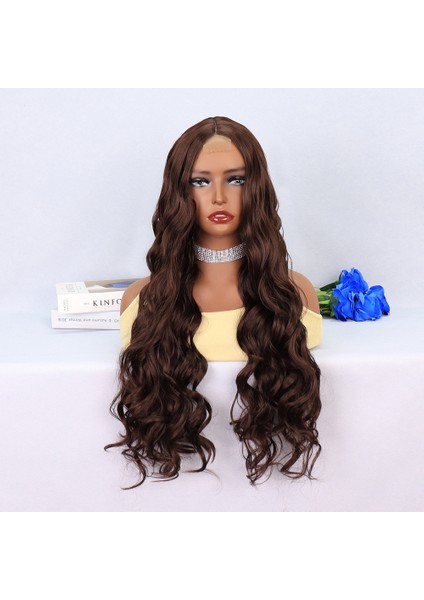Kahverengi Dalgalı Uzun Tül Peruk