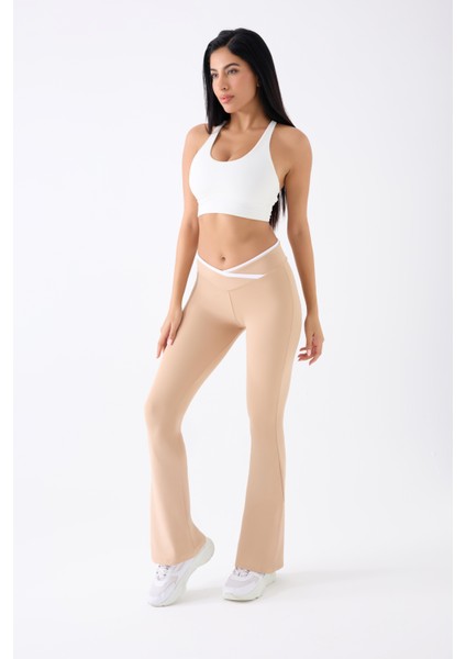 Imaj 486 Bej Renk Toparlayıcı ve Extra Esnek Etkili Normal Bel Ispanyol Paça Hamile Tayt