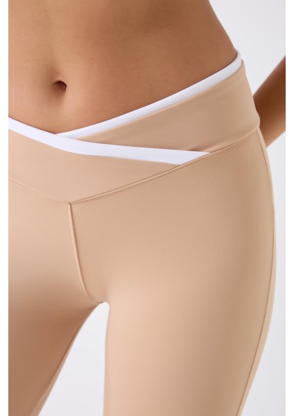 Imaj 486 Bej Renk Toparlayıcı ve Extra Esnek Etkili Normal Bel Ispanyol Paça Hamile Tayt