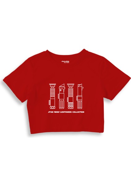 Star Wars Lightsaber Collection Crop Tişört - Kırmızı