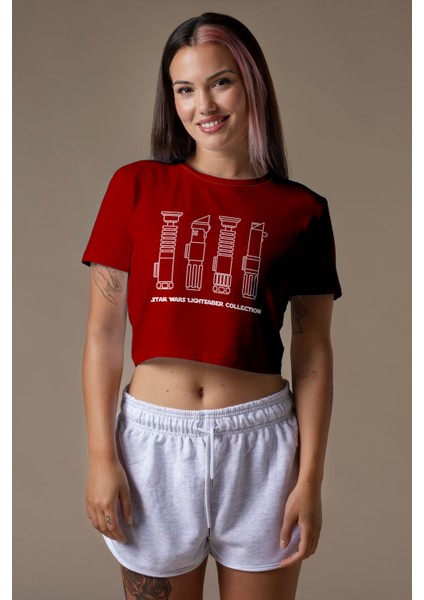 Star Wars Lightsaber Collection Crop Tişört - Kırmızı fiyatları